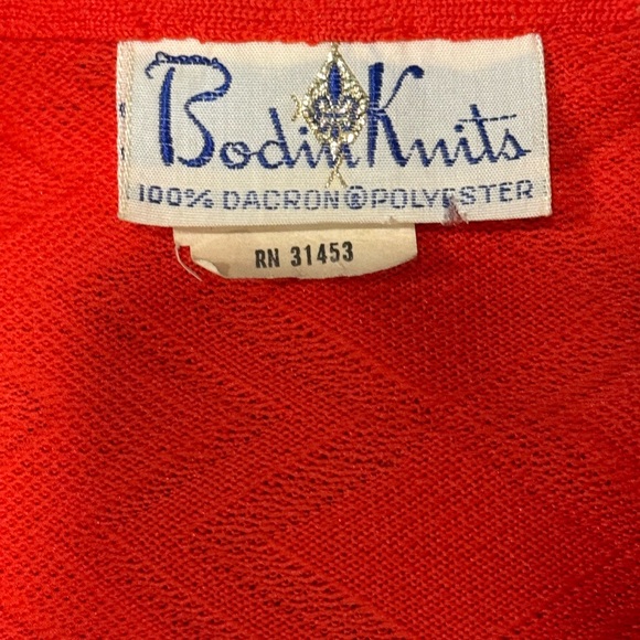 Vintage Red-Orange Button-Up Polyester Collared Shirt Ladies Sz 10 - Picture 4 of 4